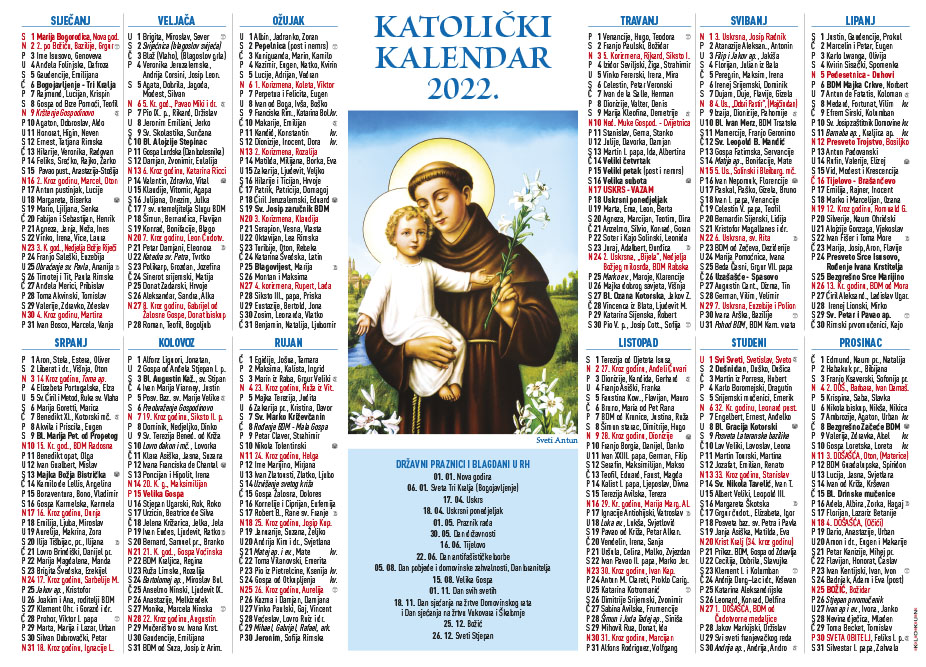 Jednolistni katolički kalendar - Sveti Antun Padovanski